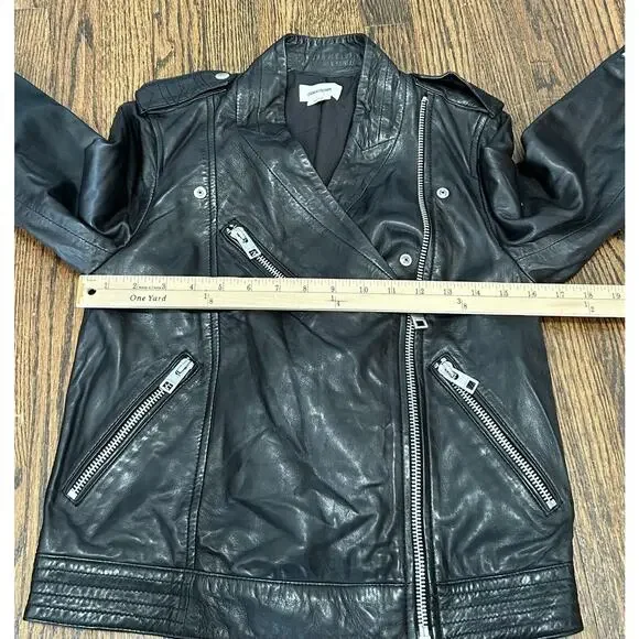 Zadig & Voltaire Loon Spi Biker Jacket Womens Small Black Lamb Leather‎ NWT - Picture 9 of 16